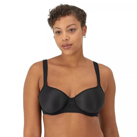 NWT Bali One Smooth U Ultra Light Minimizer Underwire Bra Sz 36D Black DF3490 - Picture 1 of 6